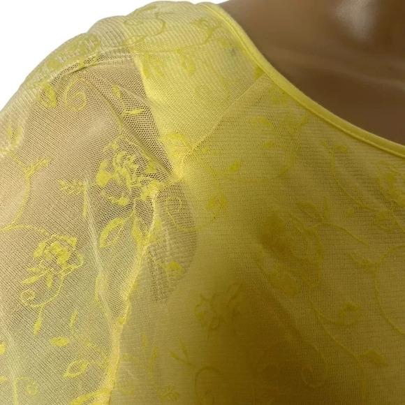 Y2K  vtg NWT top,women M, Layered sheer,overlay,floral yellow,fairy,feminine EC - Picture 7 of 16